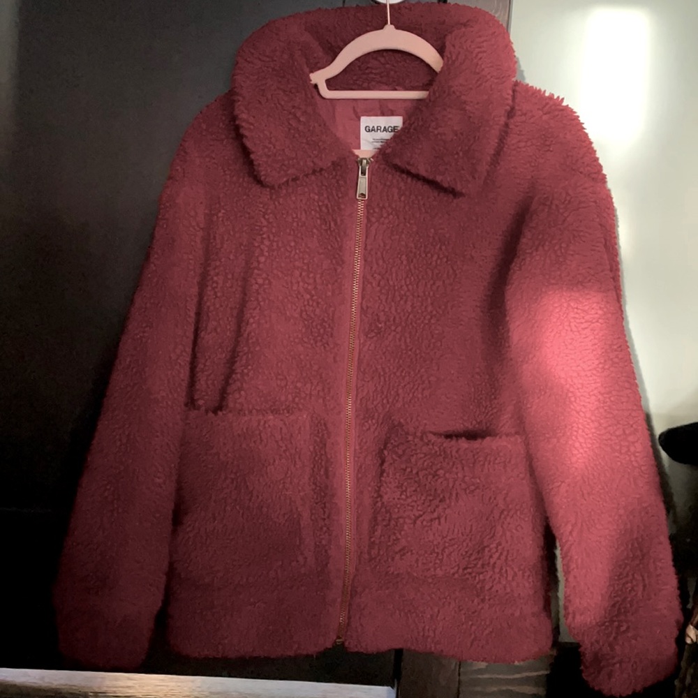 Red GARAGE Sherpa coat